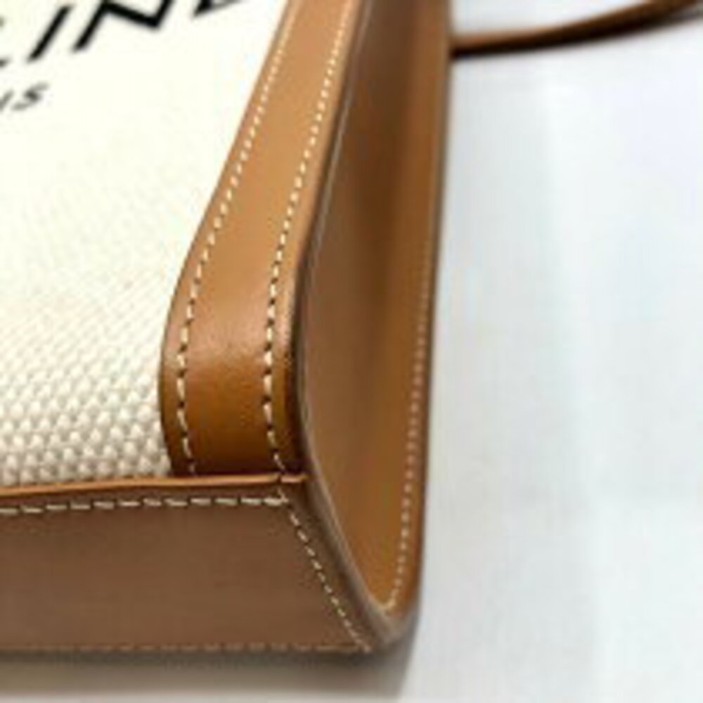 Celine Bag Canvas Tan Partial Shoulder Cabas Calfskin - Picture 8 of 11